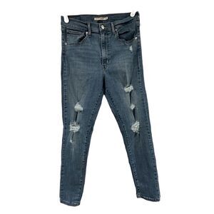 LEVI'S STRAUSS Women's Blue Jeans Sz 10 (30)‎ Mile High Super Skinny Distressed